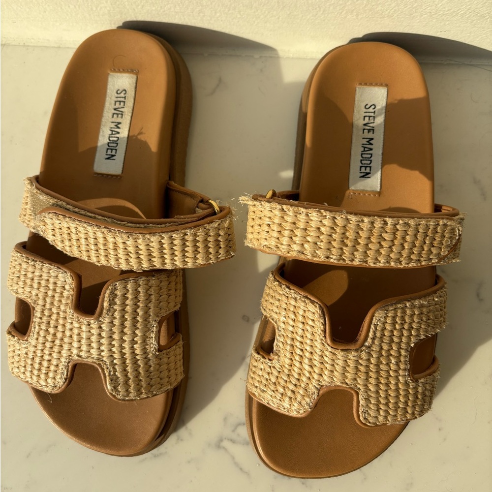 Steve Madden Raffia Sandals with Adjustable Strap